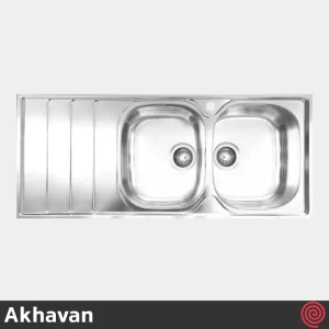 سینک ظرفشویی اخوان مدل Akhavan 147A-50 | دو لگنه فانتزی توکار