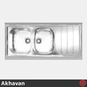 سینک ظرفشویی اخوان مدل Akhavan 148A-60 | دو لگنه فانتزی روکار