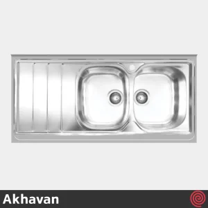 سینک ظرفشویی اخوان مدل Akhavan 148A-60 | دو لگنه فانتزی روکار