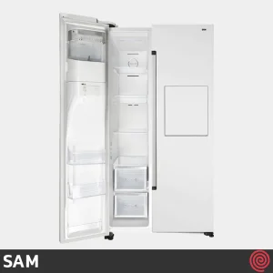 یخچال و فریزر ساید بای ساید 32 فوت سام مدل SAM ROSSO3/WE رنگ سفید چرمی