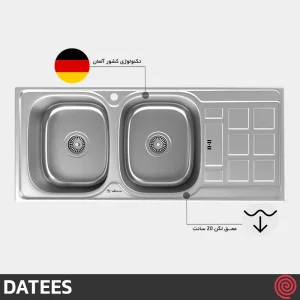 سینک ظرفشویی داتیس مدل DATEES DB-134-50 | دو لگنه فانتزی توکار