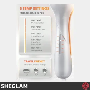 حالت دهنده مو شیگلم مدل SHEGLAM SGH-BBHW-01-25 | سایز 25mm، موج دهنده موی ساحلی