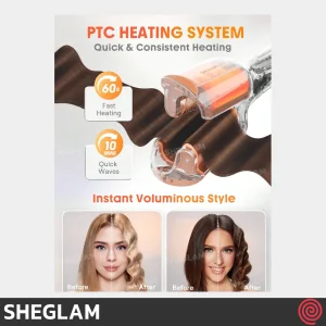 حالت دهنده مو شیگلم مدل SHEGLAM SGH-BBHW-01-25 | سایز 25mm، موج دهنده موی ساحلی