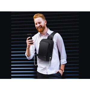 کوله پشتی تک بند  ضد آب یو اس بی دار بنج Bange BG-77112 Men's Waterproof Crossbody Chest Bag Black