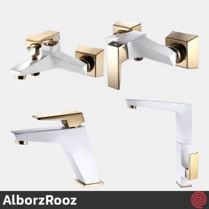 ست شیرآلات البرز روز مدل ابلیک AlborzRooz Oblique | رنگ سفید