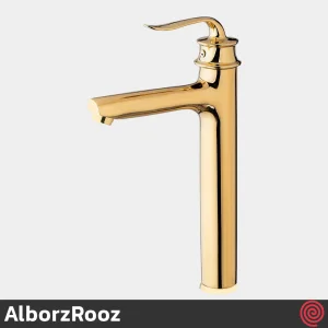 شیر روشویی پایه بلند البرز روز مدل پروشات AlborzRooz Proshot | رنگ طلایی براق