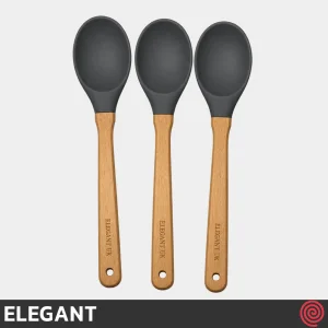 قاشق پخت و پز سیلیکون 30 سانتی الگانت مدل ELEGANT 141 | دسته چوب تخت