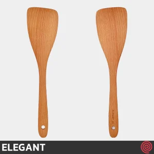 کفگیر پخت و پز سر‌کج چوبی 30 سانتی الگانت مدل ELEGANT 146 | دسته چوب تخت