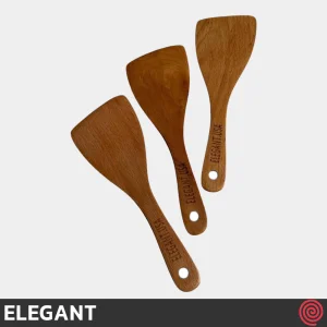کفگیر پخت و پز سر‌کج چوبی 20 سانتی الگانت مدل ELEGANT 147 | دسته چوب تخت