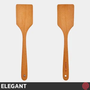 کفگیر پخت و پز سر‌صاف چوبی 30 سانتی الگانت مدل ELEGANT 148 | دسته چوب تخت