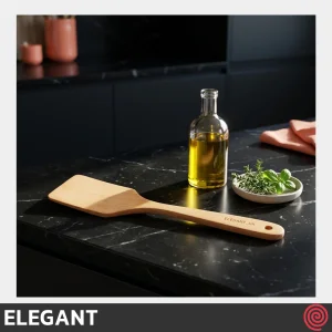 کفگیر پخت و پز سر‌صاف چوبی 30 سانتی الگانت مدل ELEGANT 148 | دسته چوب تخت
