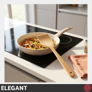 کفگیر پخت و پز سر‌صاف چوبی 30 سانتی الگانت مدل ELEGANT 148 | دسته چوب تخت