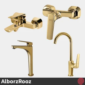 ست شیرآلات البرز روز مدل آلپاین AlborzRooz Alpine | رنگ طلایی براق