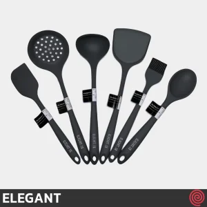 ست کفگیر و ملاقه تمام سیلیکونی 30 سانتی الگانت مدل ELEGANT 1239 | ست 6 تایی