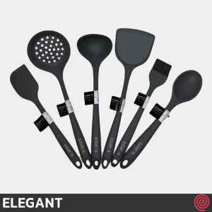ست کفگیر و ملاقه تمام سیلیکونی 30 سانتی الگانت مدل ELEGANT 1239 | ست 6 تایی