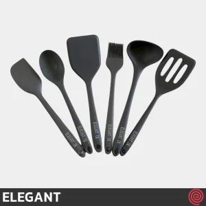 ست کفگیر و ملاقه تمام سیلیکونی 20 سانتی الگانت مدل ELEGANT 921 | ست 6 تایی