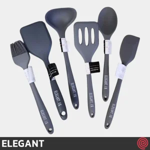 ست کفگیر و ملاقه تمام سیلیکونی 20 سانتی الگانت مدل ELEGANT 921 | ست 6 تایی