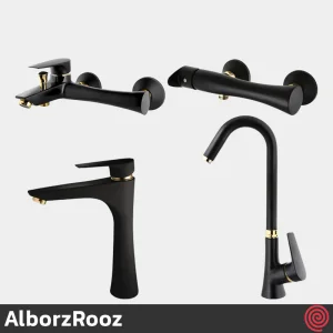 ست شیرآلات البرز روز مدل کارن AlborzRooz Karen | رنگ مشکی طلایی