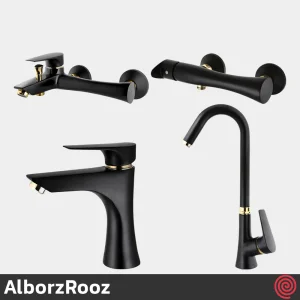 ست شیرآلات البرز روز مدل کارن AlborzRooz Karen | رنگ مشکی طلایی