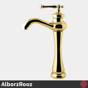 شیر روشویی پایه بلند البرز روز مدل علاءالدین AlborzRooz Aladdin | رنگ طلایی براق