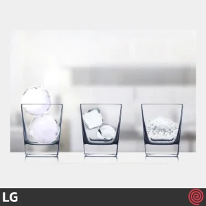 یخچال فریزر ال جی GR-X34FRCRL با قابلیت تولید یخ خرد (Crushed Ice)، یخ حبه‌ای یا مکعبی (Cubed Ice) و یخ کروی (Round Ice)