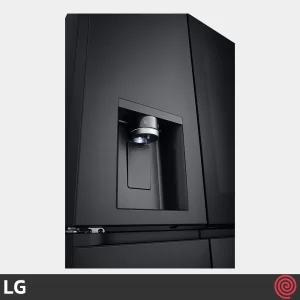 آب‌ریز و یخ‌ریز مینیمال و شیک یخچال فریزر ال جی GR-X34FRCRL با قابلیت ارائه آب خنک، یخ حبه‌ای (مکعبی) و یخ خرد