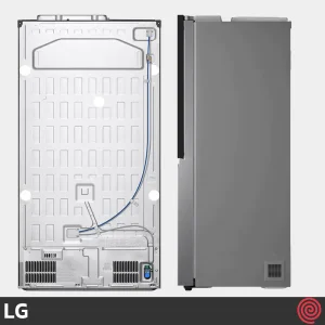 نمای بغل و پشت یخچال فریزر ال جی GC-X267CSHW رنگ خاکستری محصول 2022
