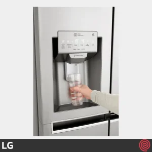 طراحی آب ریز و یخ ریز یخچال فریزر LG J267 رنگ نقره ای پلاتینیومی