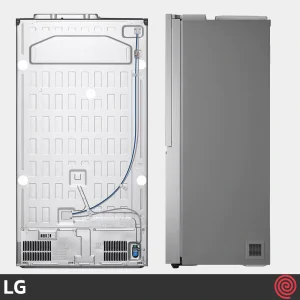 طراحی یخچال فریزر سفید ال جی GCJ-287TNL از نمای پهلو و پشت