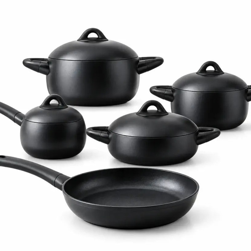 سرویس قابلمه ۹ پارچه Arow ترکیه مدل Black Stone مشکی