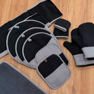 سرویس 11 پارچه دستگیره و پیش بند مشکی Amac