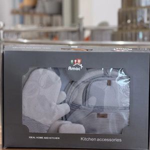 سرویس 11 پارچه دستگیره و پیش بند طوسی Amac