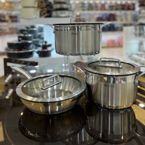 سرویس قابلمه استیل ۶ پارچه ام جی اس (MGS) با درب پیرکس