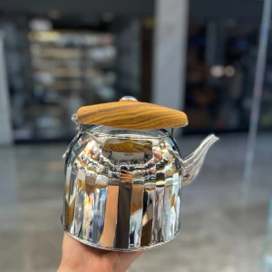 کتری استیل زیو ۳ لیتری دسته چوب کف چدن ساخت ترکیه