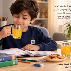 لیوان دسته‌دار شیشه اصفهان مدل امیلیا بسته ۶ عددی