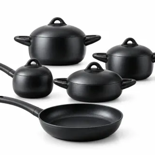 سرویس قابلمه ۹ پارچه Arow ترکیه مدل Black Stone مشکی