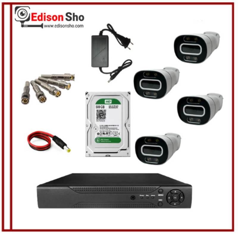 پکیج دوربین مداربسته فلزی 4 عددی با لنز 3 مگاپیکسل با دید در شب رنگی