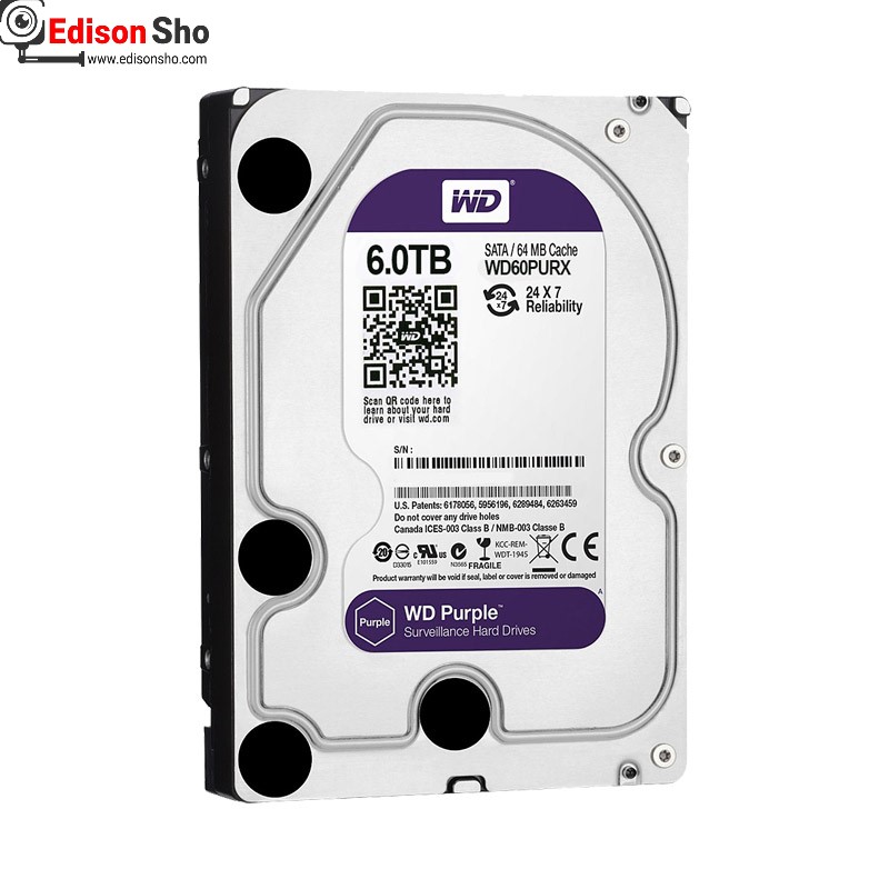 هارد دیسک اینترنال وسترن دیجیتال 6 ترابایت بنفش Purple گارانتی سازگار آواژنگ حامی