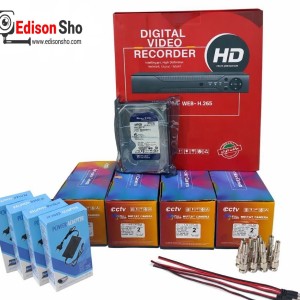 پکیج دوربین مداربسته 4 عددی + هارد 500 گیگ + دستگاه 4 کانال