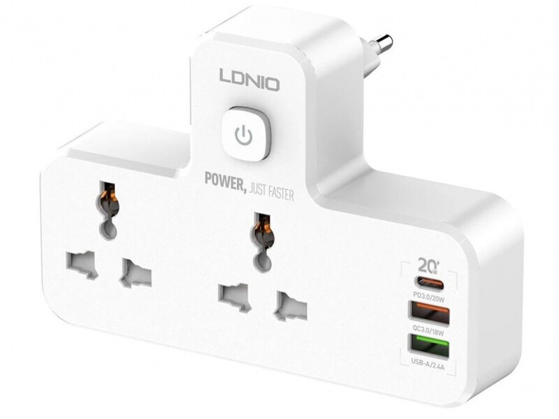 چند راهی 2 سوکت و 2 یو‌اس‌بی و یک تایپ‌سی الدنیو Ldnio Power Strip SC2311