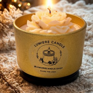 شمع معطر دکوراتیو دست‌ساز برند Lumiere مدل Gold Flower