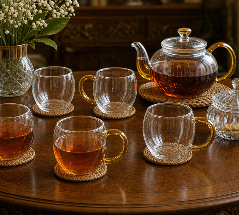 لیوان چای پیرکس دسته رنگی ، برند DELI