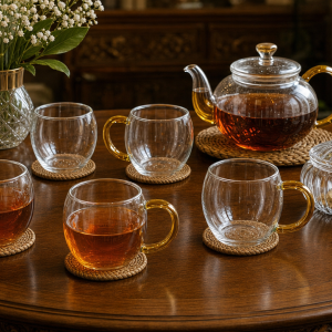 لیوان چای پیرکس دسته رنگی ، برند DELI