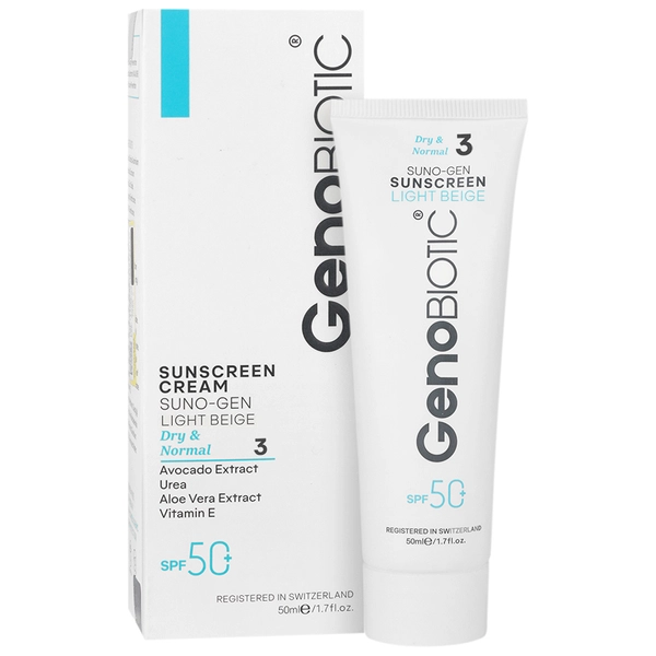 کرم ضد آفتاب بژ روشن پوست خشک SPF50 سانوژن ژنوبایوتیک