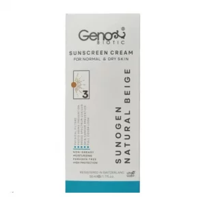 کرم ضد آفتاب بژ طبیعی پوست خشک SPF50 سانوژن ژنوبایوتیک