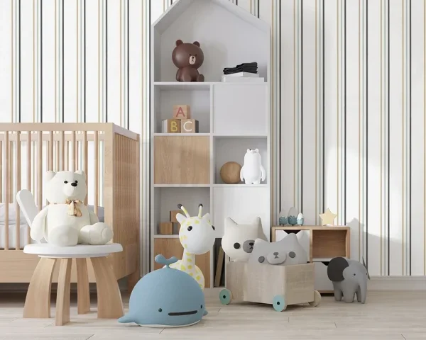 کاغذ دیواری کودک طرح راه‌راه | سبز کد 12120