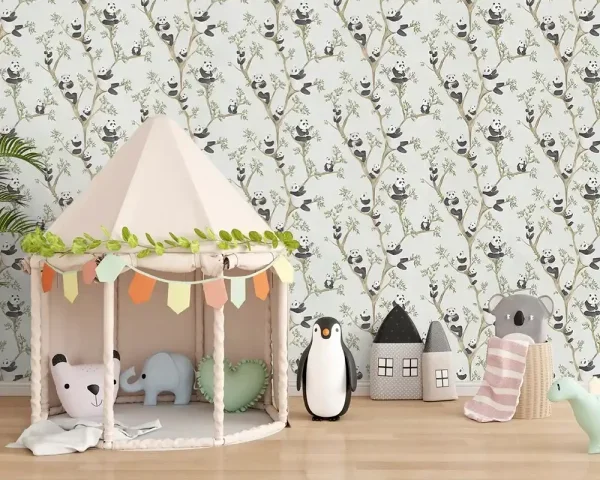 کاغذ دیواری کودک طرح پاندای درختی | سبز کد 12117