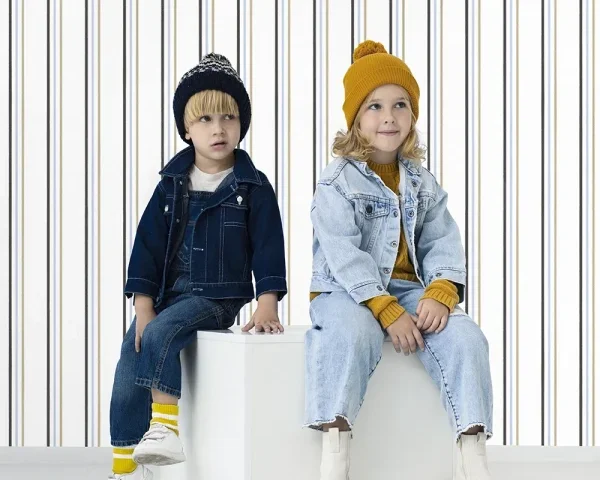 کاغذ دیواری کودک طرح راه‌راه | آبی کد 12116