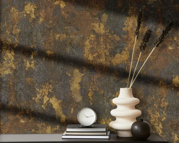 کاغذ دیواری کربن 3/carbon3 طرح پتینه قهوه‌ای / نارنجی کد ۱۰۳۳۵