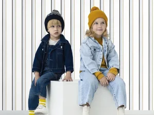 کاغذ دیواری کودک طرح راه‌راه | آبی کد 12116